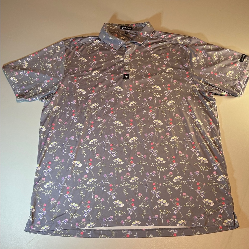 Bad Birdie Lush Golf Polo Purple Floral XXL Men’s